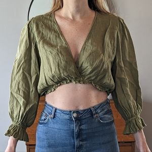 Zara Cropped Linen Top